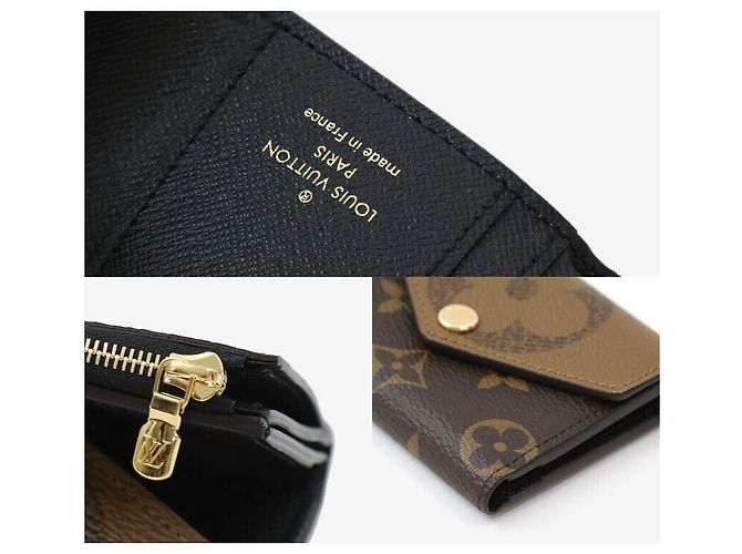Louis Vuitton Cartera Zoe Monogram y Monogram Reverse Cartera Compacta Tarjetero Castaño - vista 7