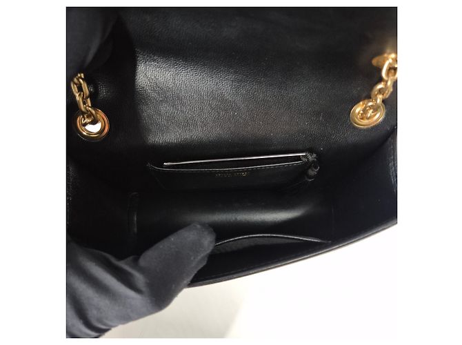Miu Miu Borsa a tracolla trapuntata con catena Nero - vista 12