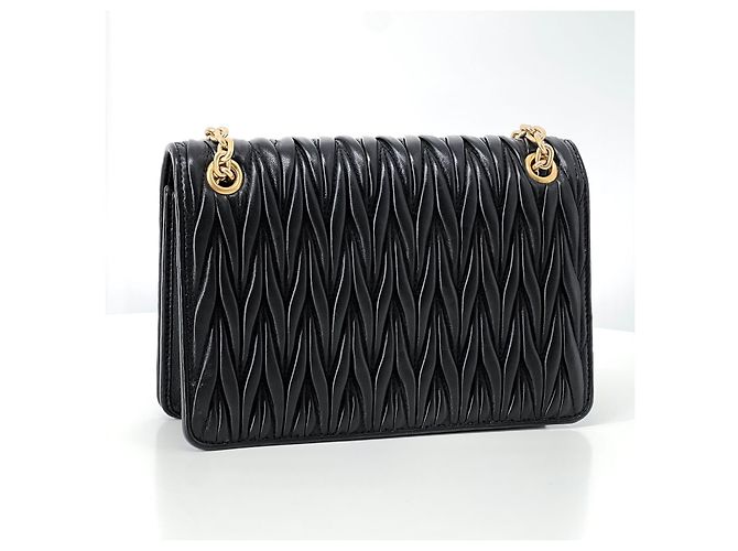 Miu Miu Borsa a tracolla trapuntata con catena Nero - vista 6