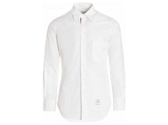 Thom Browne Camisa clásica de popelina con ribete RWB oculto - vista 3