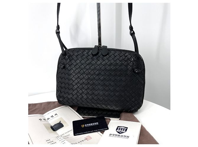 Bottega Veneta Borsa a tracolla Intrecciato Nodini Nera Nero - vista 5