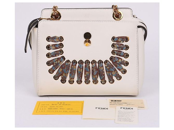 Fendi Borsa a tracolla Dot Com in pelle bianca Bianco - vista 11