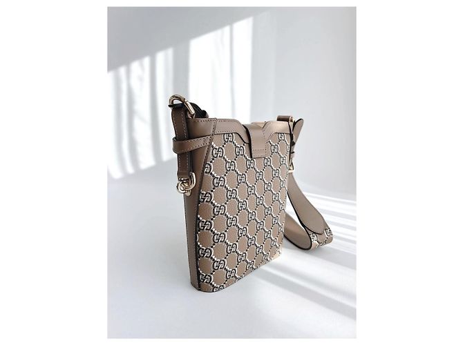 Gucci Kleiner GG Leder Eimerbeutel FADAC Braun - Ansicht 10
