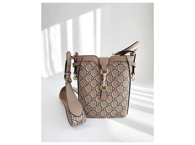 Gucci Kleiner GG Leder Eimerbeutel FADAC Braun - Ansicht 5