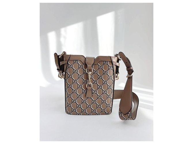 Gucci Kleiner GG Leder Eimerbeutel FADAC Braun - Ansicht 6