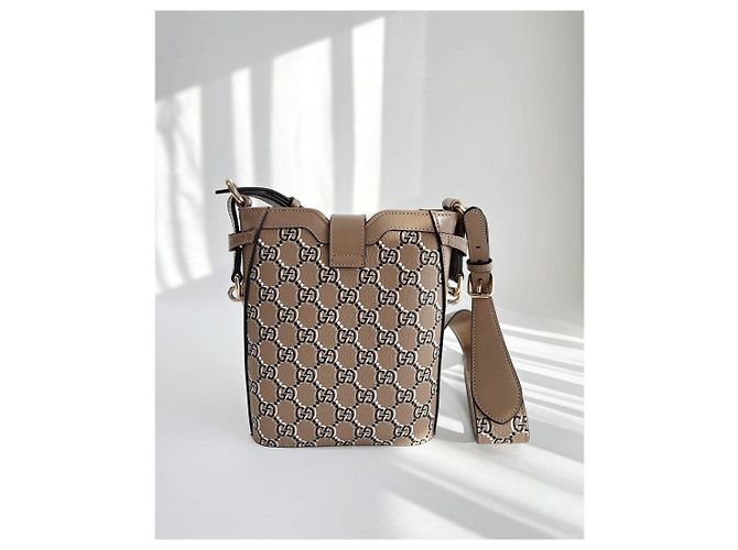 Gucci Kleiner GG Leder Eimerbeutel FADAC Braun - Ansicht 9