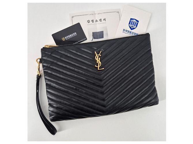 Saint Laurent Monogramm Clutch Bag Schwarz Medium - Ansicht 3