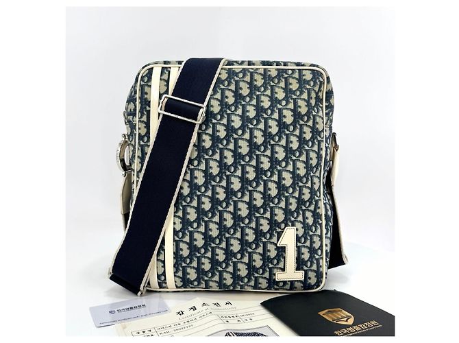 Dior Borsa a tracolla Oblique PVC Troiter Blu - vista 3
