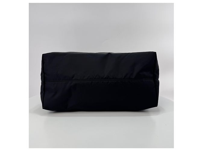 Prada Borsa shopper in nylon con logo triangolare, borsa a tracolla Nero - vista 10