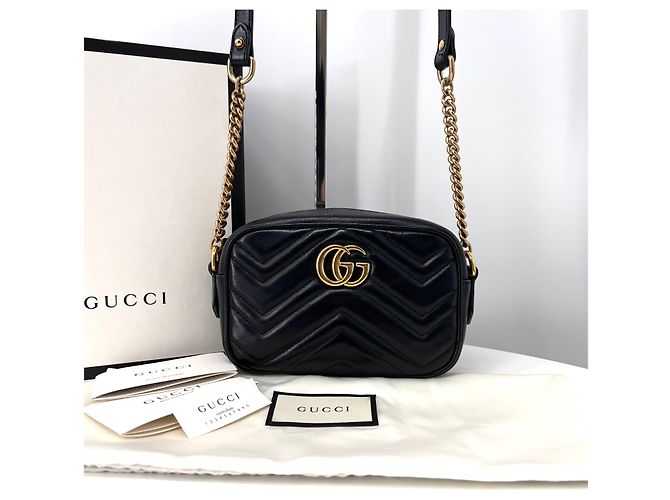 Gucci Borsa a tracolla mini GG Marmont nera Nero - vista 3