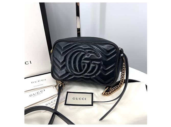 Gucci Borsa a tracolla mini GG Marmont nera Nero - vista 4