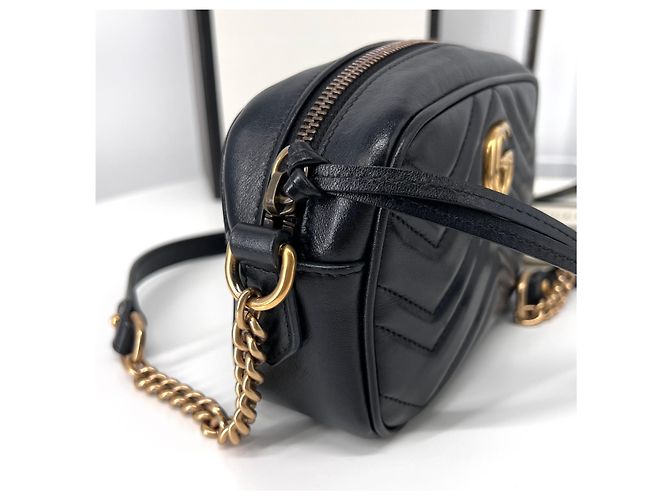 Gucci Borsa a tracolla mini GG Marmont nera Nero - vista 7