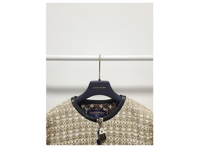 Louis Vuitton Lurex-Tweed-Jacke mit Volantärmeln Weiß - Ansicht 2