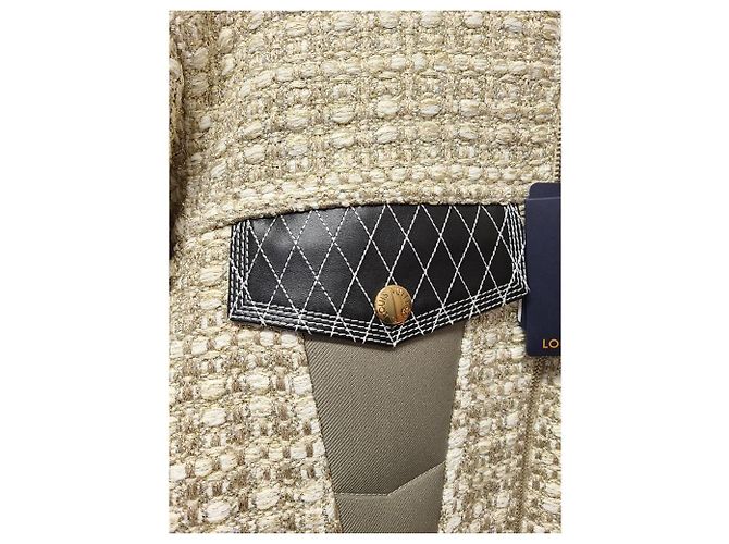 Louis Vuitton Lurex-Tweed-Jacke mit Volantärmeln Weiß - Ansicht 4