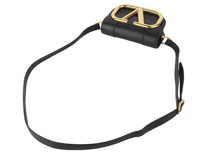 Valentino Superbee Crossbody Small con Logo Oro Nero - vista 4