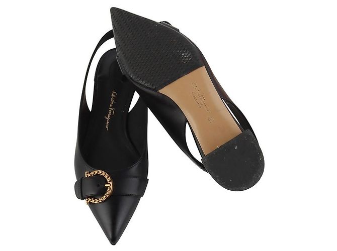 Salvatore Ferragamo Gaiola Gancini Slingback Größe Schwarz - Ansicht 7
