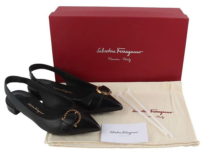Salvatore Ferragamo Gaiola Gancini Slingback Größe Schwarz - Ansicht 8