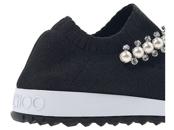 Jimmy Choo Sneaker slip-on in maglia BQT BLACK WHITE da donna Nero - vista 10