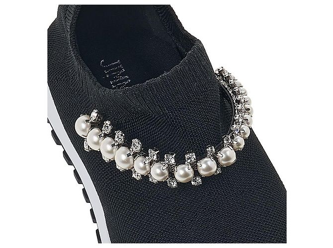 Jimmy Choo Sneaker slip-on in maglia BQT BLACK WHITE da donna Nero - vista 8