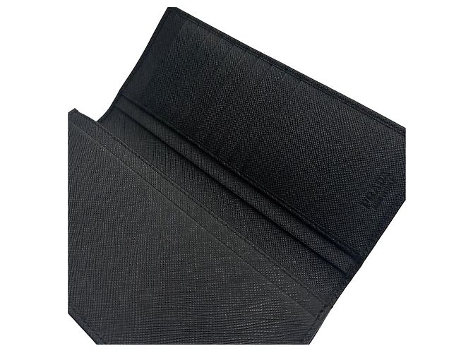 Prada Triangle Logo Saffiano Long Wallet QHH Black - view 10