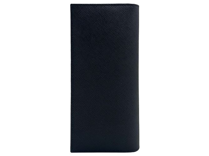 Prada Triangle Logo Saffiano Long Wallet QHH Black - view 2