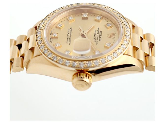 Rolex Reloj Datejust para mujer en oro con bisel engastado Dorado - vista 12