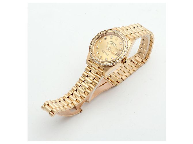Rolex Reloj Datejust para mujer en oro con bisel engastado Dorado - vista 14