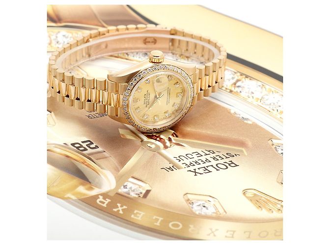Rolex Reloj Datejust para mujer en oro con bisel engastado Dorado - vista 24