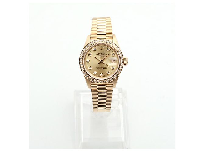 Rolex Reloj Datejust para mujer en oro con bisel engastado Dorado - vista 3