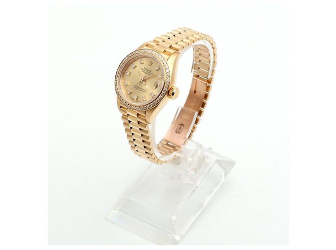 Rolex Reloj Datejust para mujer en oro con bisel engastado Dorado - vista 4