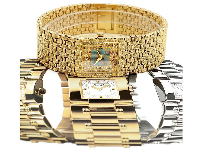 Piaget Orologio al quarzo da uomo in oro con quadrante in opale e cornice di diamanti Giallo - vista 23