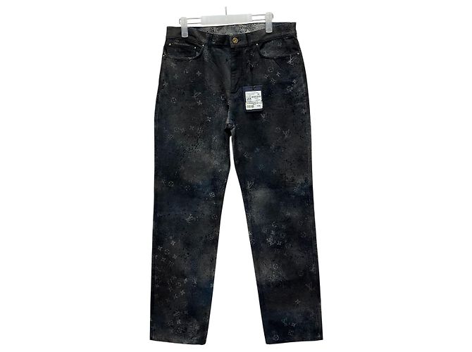 Louis Vuitton Jeans Regular Fit Spray Monogram Nero - vista 2