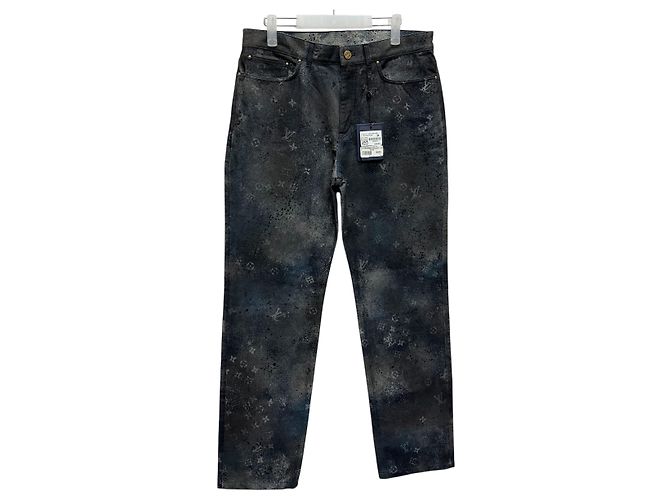 Louis Vuitton Jeans Regular Fit Spray Monogram Nero - vista 3