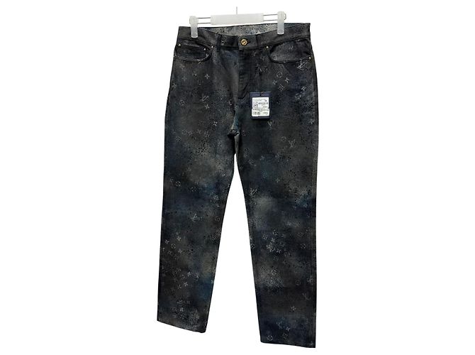 Louis Vuitton Jeans Regular Fit Spray Monogram Nero - vista 4