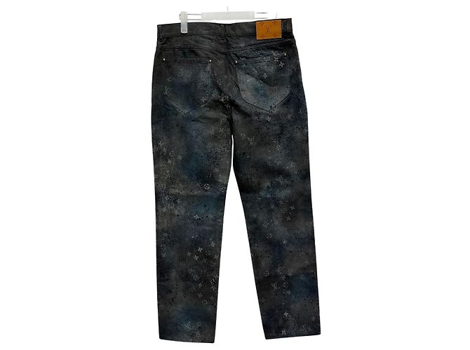 Louis Vuitton Jeans Regular Fit Spray Monogram Nero - vista 5