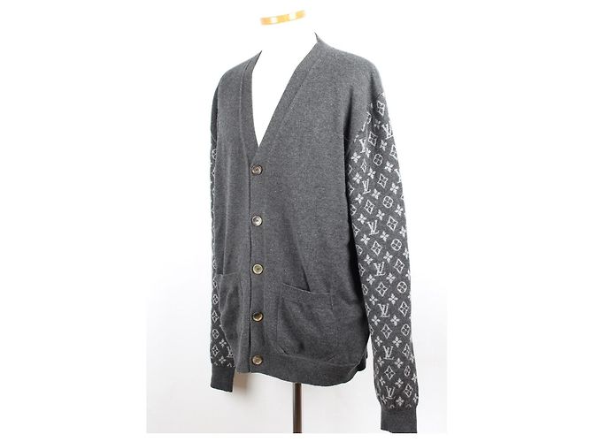Louis Vuitton Cardigan in cashmere con monogramma XL Marrone - vista 2