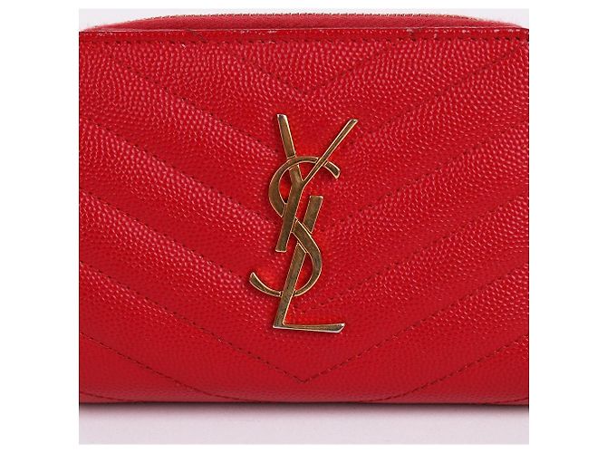 Saint Laurent Portafoglio da donna YSL rosso placcato oro - vista 2
