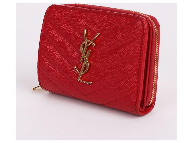 Saint Laurent Portafoglio da donna YSL rosso placcato oro - vista 3