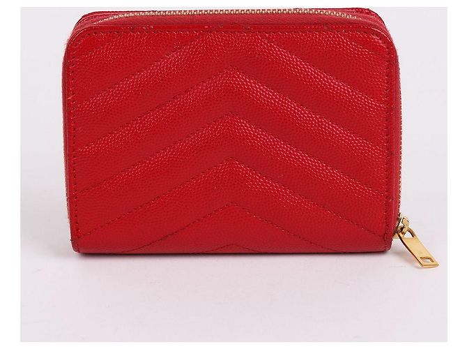Saint Laurent Portafoglio da donna YSL rosso placcato oro - vista 4