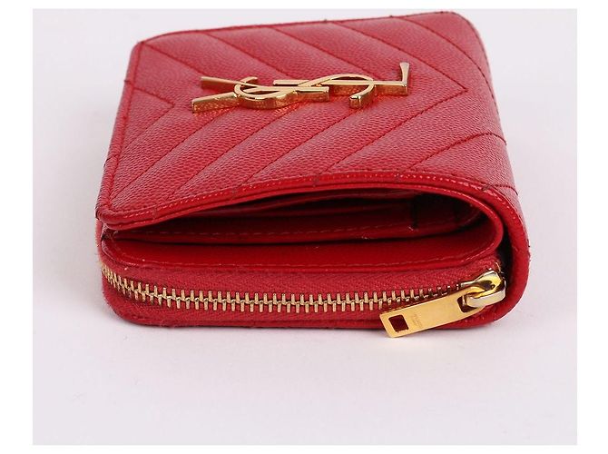 Saint Laurent Portafoglio da donna YSL rosso placcato oro - vista 5