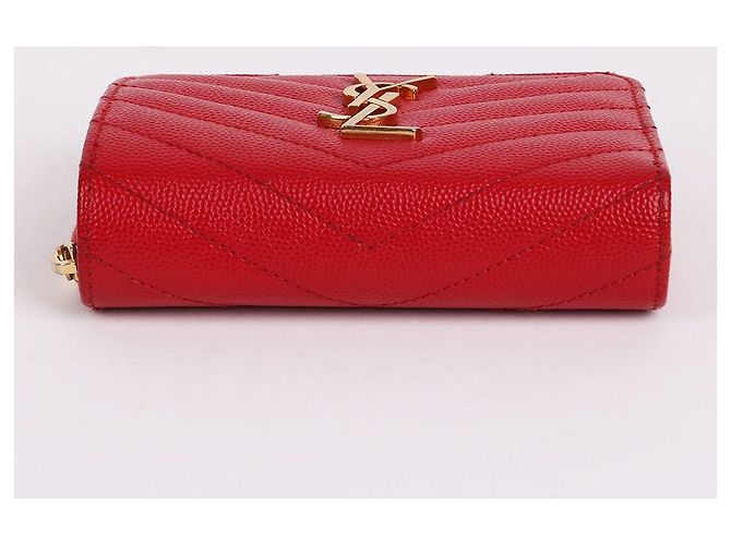 Saint Laurent Portafoglio da donna YSL rosso placcato oro - vista 6