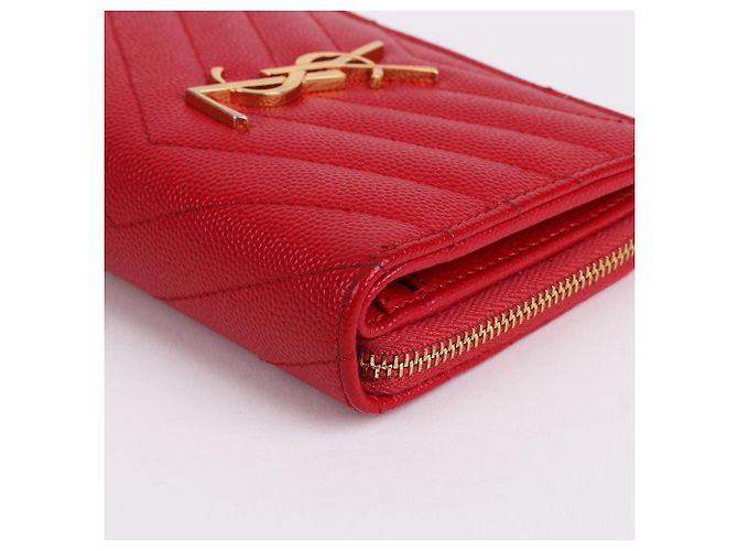 Saint Laurent Portafoglio da donna YSL rosso placcato oro - vista 7