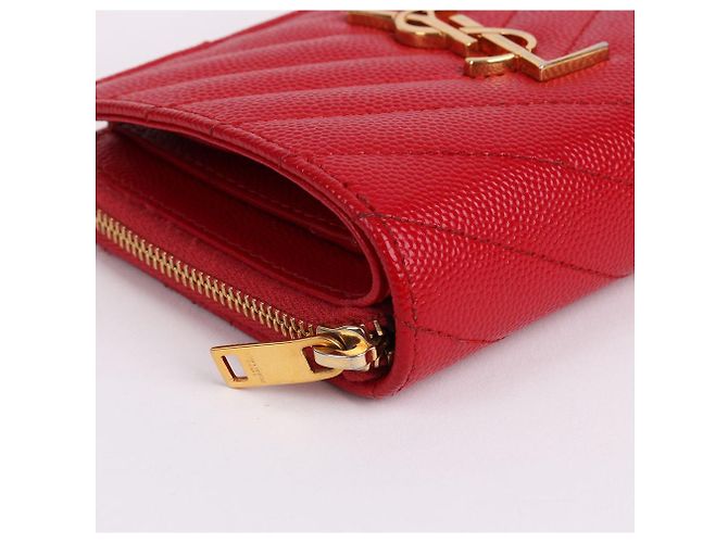 Saint Laurent Portafoglio da donna YSL rosso placcato oro - vista 8