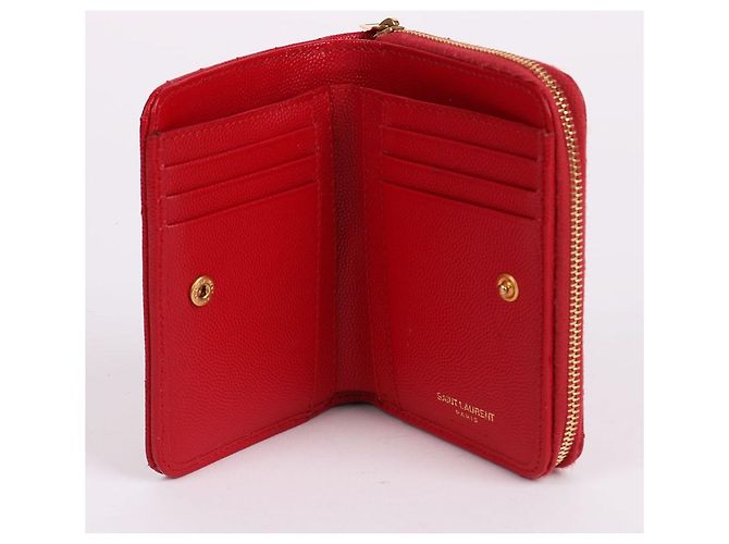 Saint Laurent Portafoglio da donna YSL rosso placcato oro - vista 9