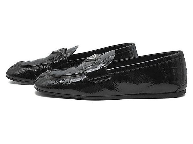Prada Mocassini in nappa vernice Nero - vista 3