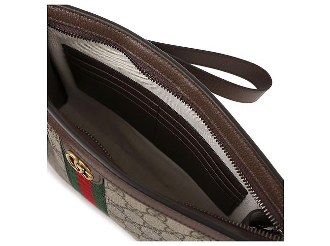Gucci Clutch in tela GG Supreme Ophidia Marrone - vista 8
