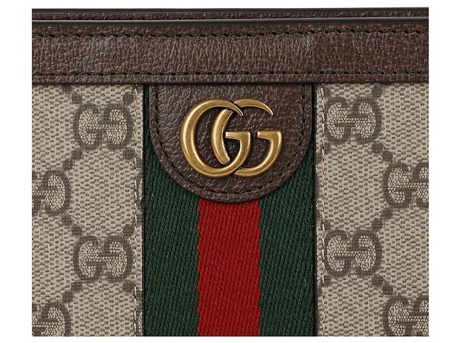 Gucci Clutch in tela GG Supreme Ophidia Marrone - vista 9
