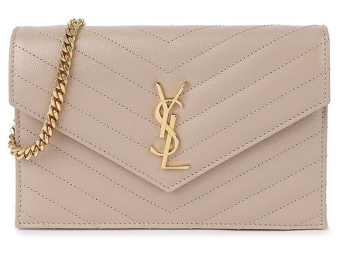 Saint Laurent Portafoglio a bustina con catena Cassandra Marrone - vista 3