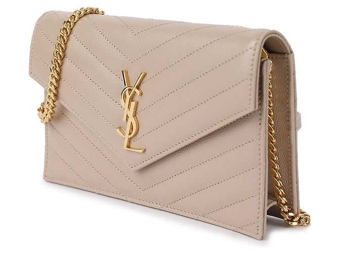 Saint Laurent Portafoglio a bustina con catena Cassandra Marrone - vista 4