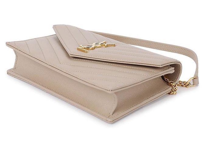 Saint Laurent Portafoglio a bustina con catena Cassandra Marrone - vista 6
